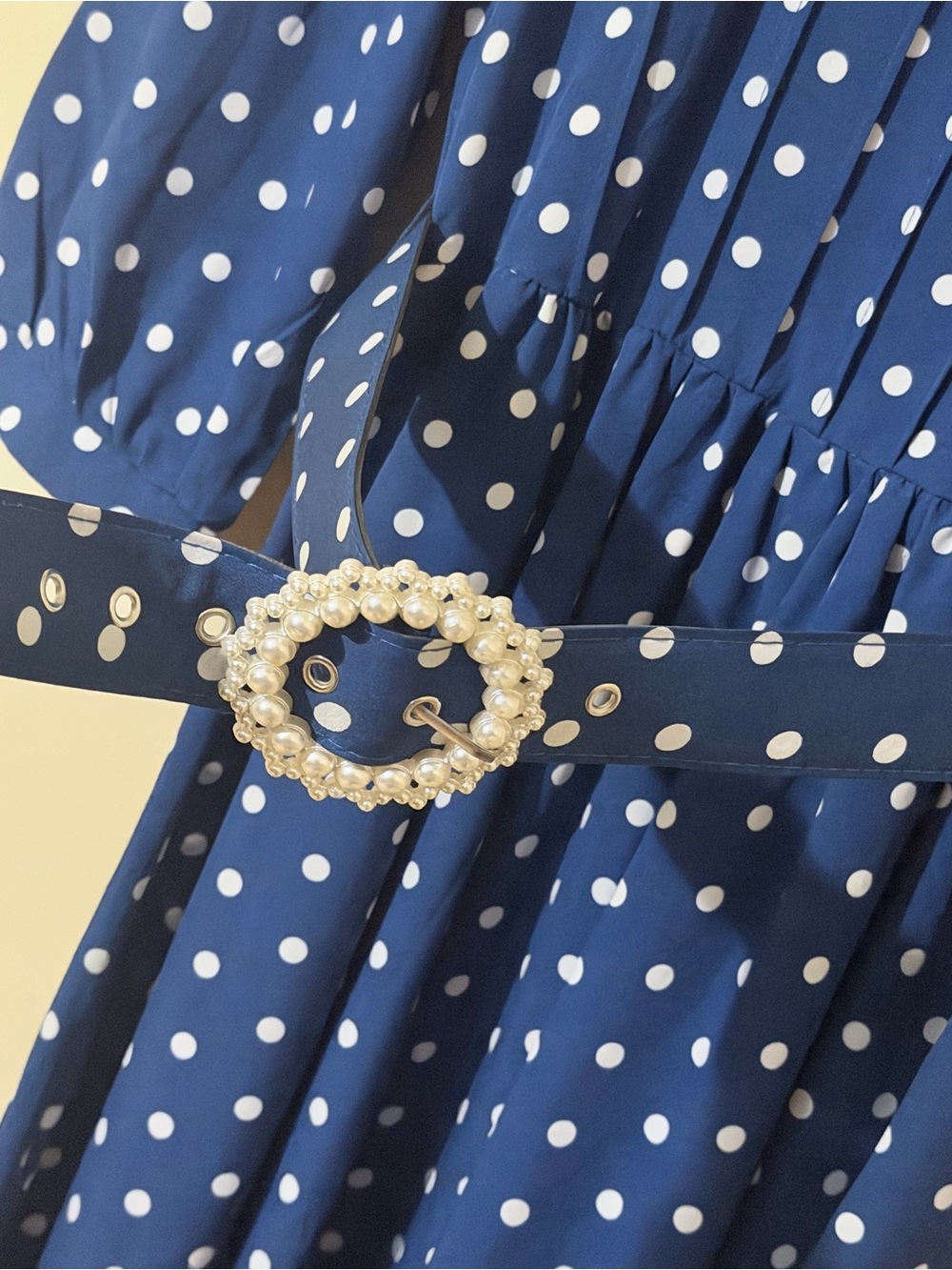 SHEIN Royal Blue Polka Dot Maxi Dress with Decorative Buckle - Picture 4 of 10